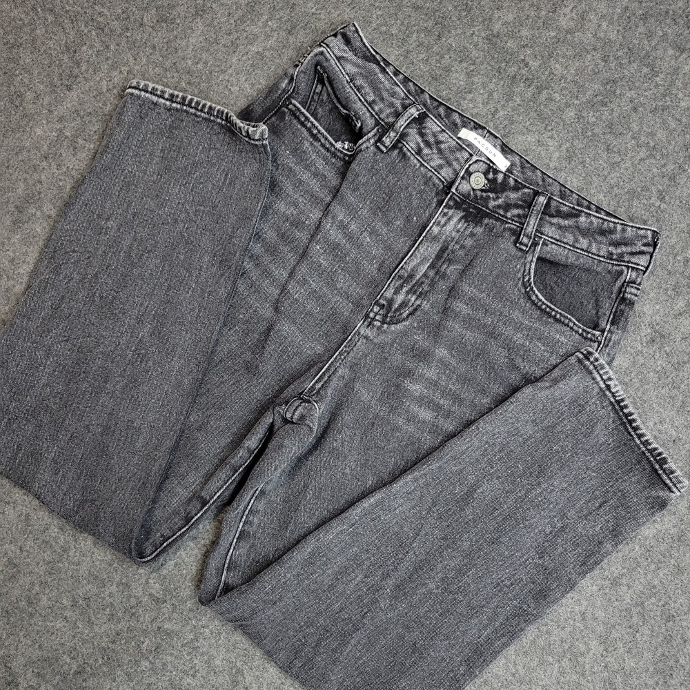 PacSun Jeans Womens 28 Gray Denim Whiskered Mom Grunge Straight Leg‎ Streetwear